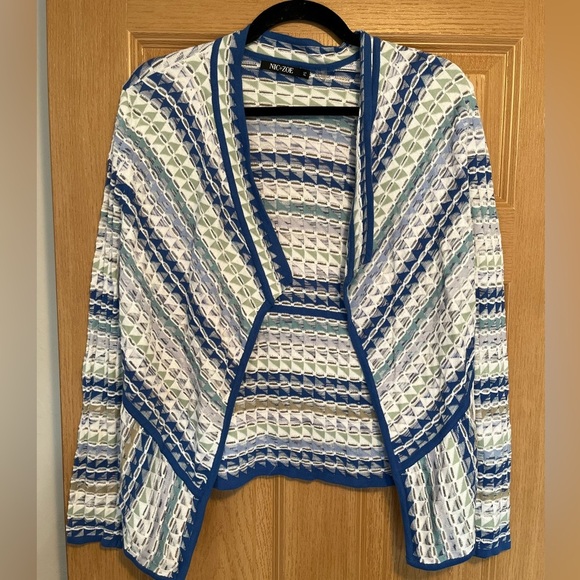 Nic +Zoe Prism Blue White Stripe Drapey
Cardigan Sweater - Picture 3 of 10